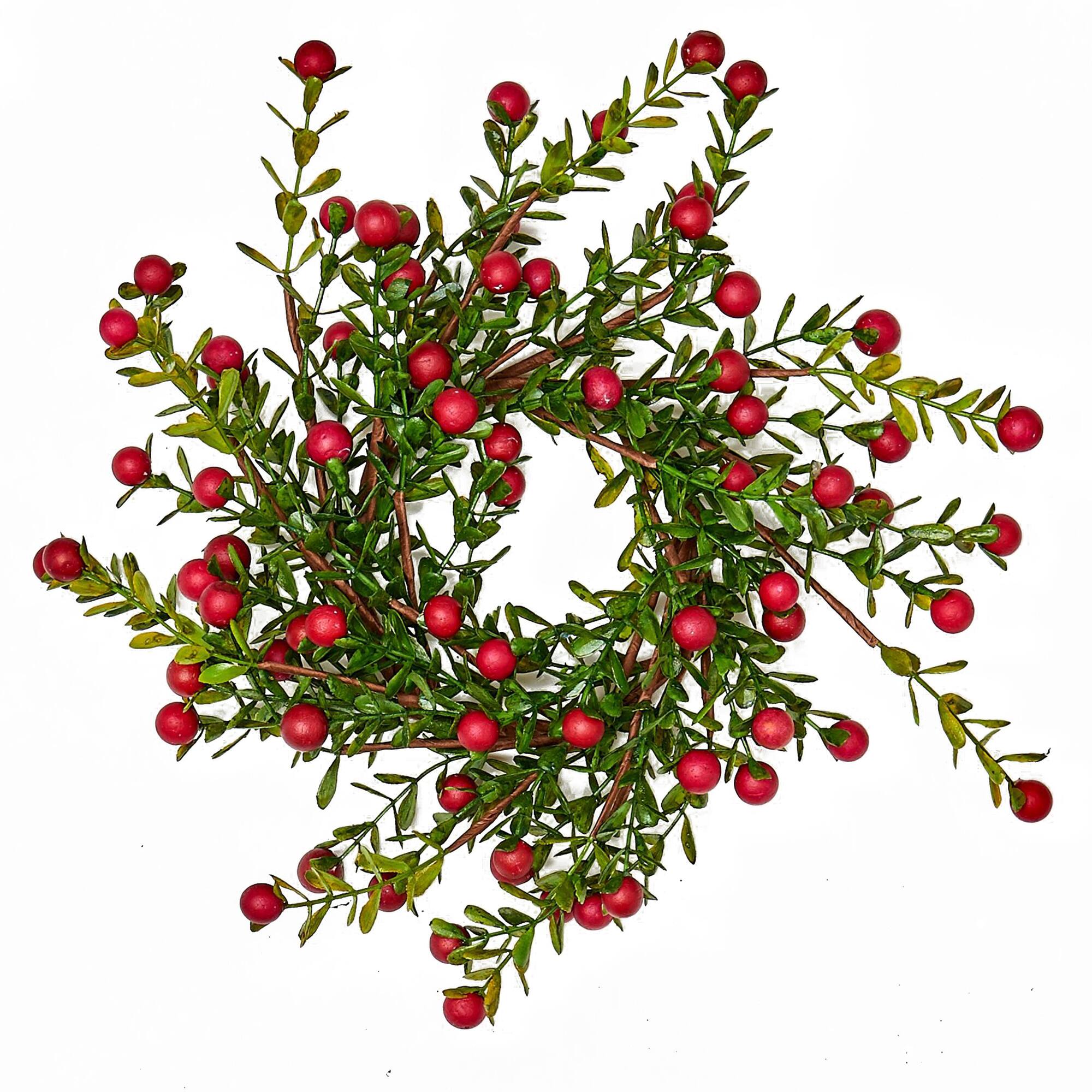 3.25" Artificial Christmas Boxwood & Berry Candle Rings, 2ct.